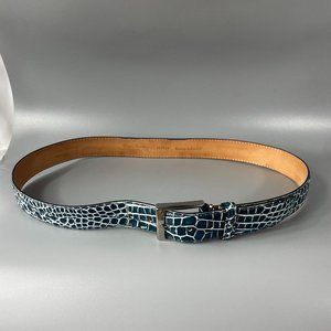 Roger Ximenez Style # 161621 Italian Calf Leather Belt, Green/White